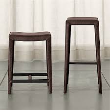 Shop for leather bar stools at cb2. Folio Saddle Top Grain Leather Backless Bar Stools Crate And Barrel