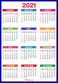 2021 Calendar Printable Free Pdf Colorful Blue Green Sunday Start Nycdesign Co Calendars Printable Free