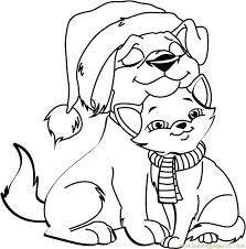 Coloring pages cats free printable cat coloring pages for kids. Christmas Cat And Dog Coloring Page For Kids Free Christmas Animals Printable Coloring Pages Online For Kids Coloringpages101 Com Coloring Pages For Kids