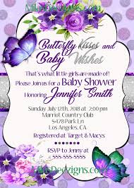 Purple Butterfly Baby Shower Invitations Butterfly Kisses Birthday Party Invita Butterfly Baby Shower Invitations Baby Shower Invitations Butterfly Baby Shower