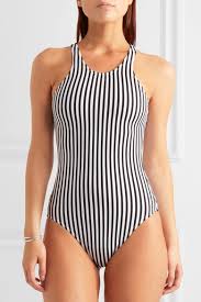 Norma Kamali Racer Mio Striped Swimsuit Black Women Norma