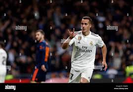 Lucas Vazquez (Real Madrid) seen celebrating after scoring a goal during  the La Liga match between Real Madrid and Valencia CF at the Estadio  Santiago Bernabéu in Madrid. (Final Score: Real Madrid