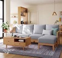LINSY Living Room Furniture Solid Wood Sofa Set With Fabric ...