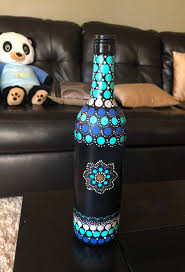 Excited To Share This Item From My Etsy Shop Handpainted Mandala Art Glass Bottle 2 Patterns Glass Bottles Art Painted Glass Bottles Bottle Art
