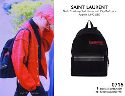 190419 Jimin Saint Laurent Black Corduroy Bad Lieutenant City Backpack Bts Clothing Bts Inspired Outfits Kpop Fashion Outfits