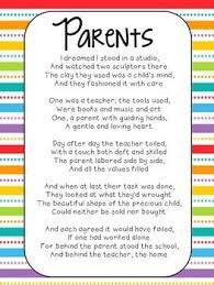 Parent Poem Teacherspayteachers Com Parents Poem Parents As Teachers Letter To Parents