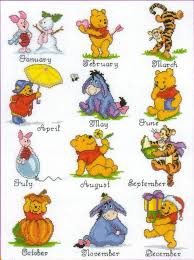 8 x 10 (20.3 x 25.4 cm) here's a new and unopened complete counted crosstitch kit entitled winnie the pooh birth record. a genuine disney winnie the pooh design, it is a very cute picture of pooh bear and his buddy, piglet, holding hands and walking on the grass. Vervaco Winnie The Pooh Calendar Cross Stitch Kit