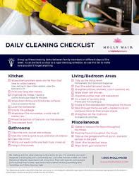 Daily Cleaning Checklist Day To Day Cleaning Routine