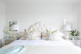 Shop our selection of nightstands so you'll have the perfect bedside table! White Tufted Curved Headboard With Mirror Nightstands Transitional Bedroom