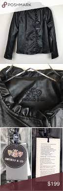 Emporio Co Black Leather Jacket Ruffled Front Leather Jacket Black Leather Jacket Jackets