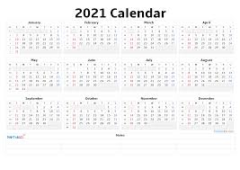 Each week of the year on a separate page with a room for daily notes. 2021 Free Printable Yearly Calendar