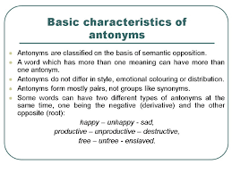 An antonym word list (word bank), listing common opposites. Modern English Lexicology The Notion Of Lexical System