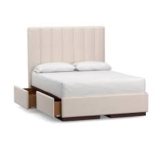 As a result, the upholstered bed is large. Kira Channel Tufted Upholstered Storage Platform Bed Pottery Barn