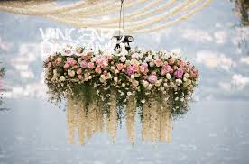 Ceiling Decoration For Weddings With Hanging Flower Circles Pinkflowers Hangingflowers Lakecomo Italianlakes Flower Ceiling Hanging Flowers Ceiling Decor