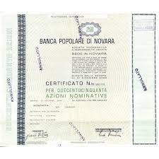Numero telefono, indirizzo e mappa. Banca Popolare Di Novara 250 Azioni Novara 1984