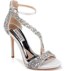 Free Shipping And Returns On Badgley Mischka Venice Crystal Embellished Strappy Sandal Women At Nordstr Sparkly Wedding Shoes Bridal Shoes Bridal Shoes Flats