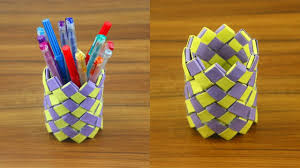 These look easy to design and make diy pen holders. How To Make Pen Stand Origami Pen Holder Paper Pencil Holder Hexagon Paper Crafts Diy Kids Pen Holders Paper Crafts Diy