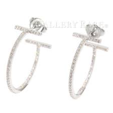 ティファニー ピアス t ワイヤー フープ ミディアム ダイヤモンド k18wgホワイトゴールド tiffany co ジュエリー イヤリング ホワイトゴールド ジュエリー ティファニー