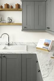 Many people love the bright look of marble and its timelessness, but marble can scratch and stain easily. White Kitchen With Marble Effect Worktop Instaimage