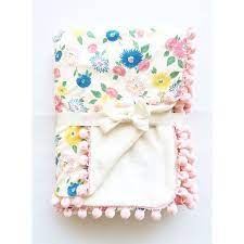Sale Baby Pom Pom Blanket Pastel Straw Floral With Pink Etsy Diy Baby Blanket Pink Pom Poms Diy Baby Gifts