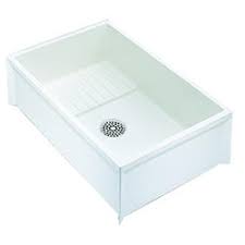 white fiberglass mop service basin