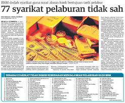 Anda perlu hidupkan javascript untuk melihatnya. Senarai Syarikat Tidak Diberi Kebenaran Menjalankan Pelaburan Oleh Bnm Carigold Forum