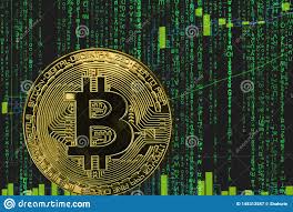 Coin Bitcoin Btc Cryptocurrency On The Background Of Binary