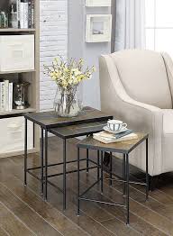 Three cast aluminum tables nestle in or drift out to create an organic resting place for drinks, books and greens. Amazon Com 4d Concepts 3 Piece Nesting Tables With Slate Tops Metal Slate Furniture Decor