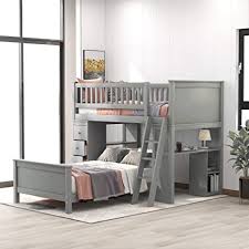 Maybe you would like to learn more about one of these? Amazon Com Twin Over Twin Bunk Bed With Storage Drawers And Stairs For Kids Baysitone Loft System Twin Over Twin Bunk Bed Wood With Ladder Gray Home Kitchen