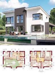 Charlywkarl has uploaded 4957 photos to flickr. Einfamilienhaus Modern Mit Pultdach Querhaus Haus Bauen Grundriss Fertighaus Evolution 148 V9 Prefabricated Houses House Exterior House Architecture Design