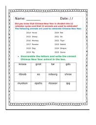 For each arrangement with the vowels in alphabetical order, there are $\binom{5}{2}$ unconstrained arrangements of the vowels (just count the arrangements imagine the letters as scrabble tiles. Chinese New Year Abc Order And Word Scramble By Amanda S A Plus Activities