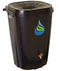FreeGarden Square Flat Back Rain Barrel with Brass Spigot, 200-L Enviro World