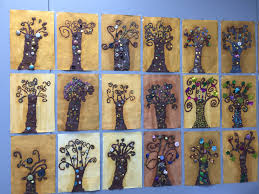 Klimt Grundschule Kunst Collage Knete Glitzer Herbst Lebendbaum Kunstprojekte Kunst Klimt