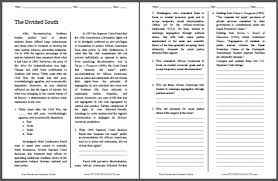 Supreme court that upheld the constitutionality of racial segregation laws for public facilities as long as the segregated facilities were equal in quality, a doctrine that came to be known as separate but equal. The Divided South Reading With Questions Student Handouts