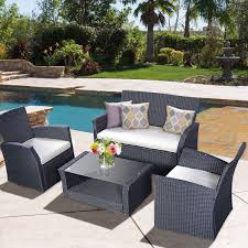 Goplus 4pcs Outdoor Patio Furniture Set Wicker Garden Lawn Sofa Rattan Ebay Outdoor Furniture Sets Outdoor Patio Furniture Sets Outdoor Deck Furniture