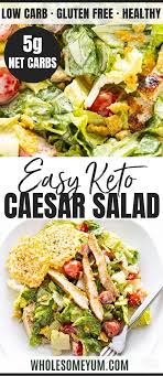 Low Carb Keto Caesar Salad Recipe With Chicken Caesar Salad On Keto Is Simple To Make With Common Ingredien Caesar Salad Recipe Salad Recipes Low Carb Salad