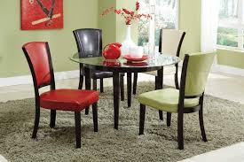 Furniture Rounded Glass Dining Table With Black Wooden Legs Decor With Assorted Color Leath Glass Round Dining Table Dining Room Colors Rustic Dining Furniture