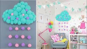 The decoration of a teenage girl's room. Diy Home Decor Idea For A Kids Children Girls Room How To Make Kawaii Cloud From Pom Pom Youtube
