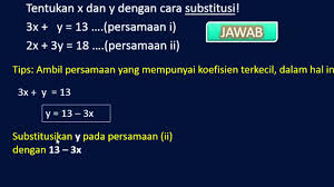 Video ini membahas cara menyelesaikan soal spldv (sistem persamaan linear dua variabel) dengan metode grafik. Cara Mudah Menggunakan Metode Substitusi Pada Spldv Youtube