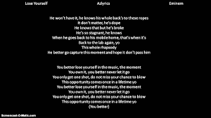 Which is sung by eminem and written by jeffrey bass, luis resto, marshall mathers. Eminem Lose Yourself Lyrics Youtube