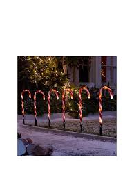 Candy Cane Garden Stake Light Outdoor Christmas Decorations Set Of 6 Littlewoodsireland Ie