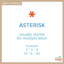 The Asterisk Symbol Which Stands For Multiplication Math Visuals Math Fractions Math