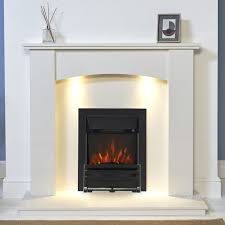 White fireplace surround with electric fire. White Marble Curved Surround Chrome Electric Fire Fireplace Suite Downlights 48 Ebay