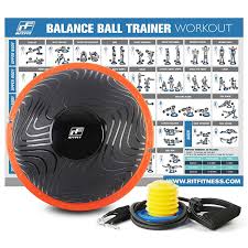 Ritfit Balance Ball Trainer For Yoga Fitness Strength Exercise With Air Pump Resistance Bands And Free Exercise Wall Chart