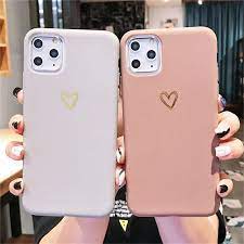 Gold Line Love Heart Case For Iphone 6 6s 7 8 Plus 11 Pro X Xr Xs Max Simple Candy Color Phone Cases Soft Tpu Back Cover Fitted Cases Silicone Phone Case Iphone Iphone Cases