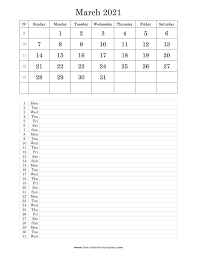 Blank, editable and easy to print. Printable 2021 March Calendar Grid Lines For Daily Notes Vertical Free Calendar Template Com