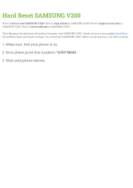 Hard Reset SAMSUNG V200
