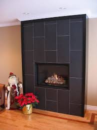 black tile fireplace home