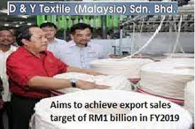 This company's trade report mainly contains market analysis, contact, trade partners, ports statistics, and trade area analysis. D Y Textile Aims To Achieve Export Sales Target Of Rm1 Billion In Fy2019 Ynfx Ynfx