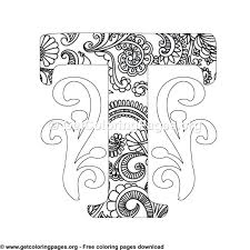 Zentangle Monogram Alphabet Letter T Coloring Sheet Mandala Coloring Pages Owl Coloring Pages Butterfly Coloring Page